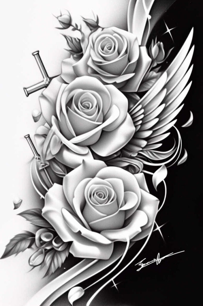 rose-ornamental-tattoo – tattoo design ideas free ai generated – clear-cut – for-toe – Gallery: roses-inkby-ai