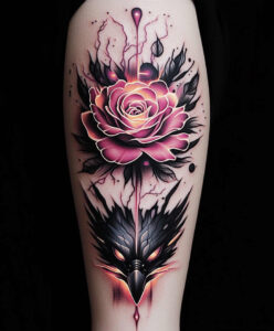 rose-tattoo – tattoo design ideas free ai generated – single-line – for-upper-back – Gallery: roses-inkby-ai