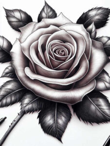shaded-rose-tattoo – tattoo design ideas free ai generated – punctual – for-hand – Gallery: roses-inkby-ai