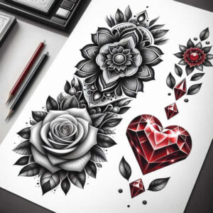 symbolic-rose-tattoo – tattoo design ideas free ai generated – slender – for-shoulder – Gallery: roses-inkby-ai