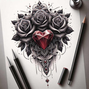 roses tattoo design ideas Surrealism enigmatic light blooming heart for upper arm