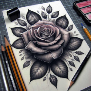 roses tattoo design ideas gentle shadow delicate stem symbol of endurance