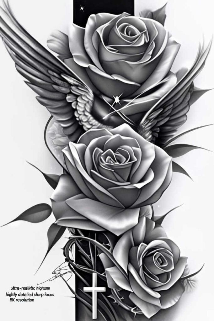 roses tattoo design ideas Neotraditional vivid color intricate petalwork for toe