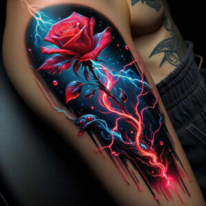 roses tattoo design ideas Surrealism juxtaposition romantic linework for abdomen