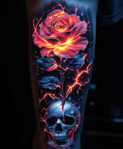 roses tattoo design ideas Neotraditional balanced tones sacred rose symbolising perseverance
