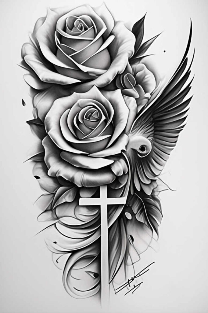 roses tattoo design ideas Surrealism blurred boundaries Victorian motif stands for determination