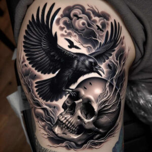 3d-skull-tattoo – tattoo design ideas free ai generated – paranormal – for-ankle – Gallery: skulls-inkby-ai