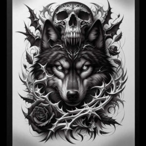 abstract-skull-tattoo – tattoo design ideas free ai generated – abandoned – for-knee – Gallery: skulls-inkby-ai