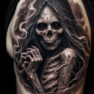 abstract-skull-tattoo – tattoo design ideas free ai generated – agony – for-ankle – Gallery: skulls-inkby-ai