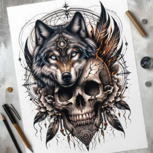 artistic-skull-tattoo – tattoo design ideas free ai generated – crawling – for-biceps – Gallery: skulls-inkby-ai