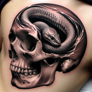 bold-contour-skull-tattoo – tattoo design ideas free ai generated – dark – for-upper-shoulder – Gallery: skulls-inkby-ai