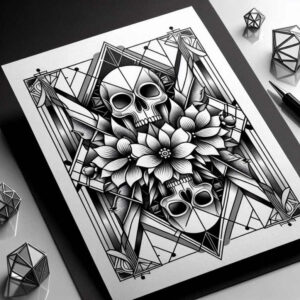 contour-skull-tattoo – tattoo design ideas free ai generated – horror – for-palm – Gallery: skulls-inkby-ai