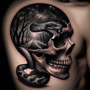 contour-skull-tattoo – tattoo design ideas free ai generated – wraith – for-side-torso – Gallery: skulls-inkby-ai