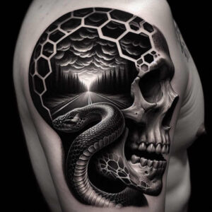 courage-symbol-skull-tattoo – tattoo design ideas free ai generated – occult – for-shoulder-blade – Gallery: skulls-inkby-ai