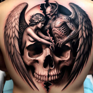 courage-symbol-skull-tattoo – tattoo design ideas free ai generated – ruin – for-inner-arm – Gallery: skulls-inkby-ai