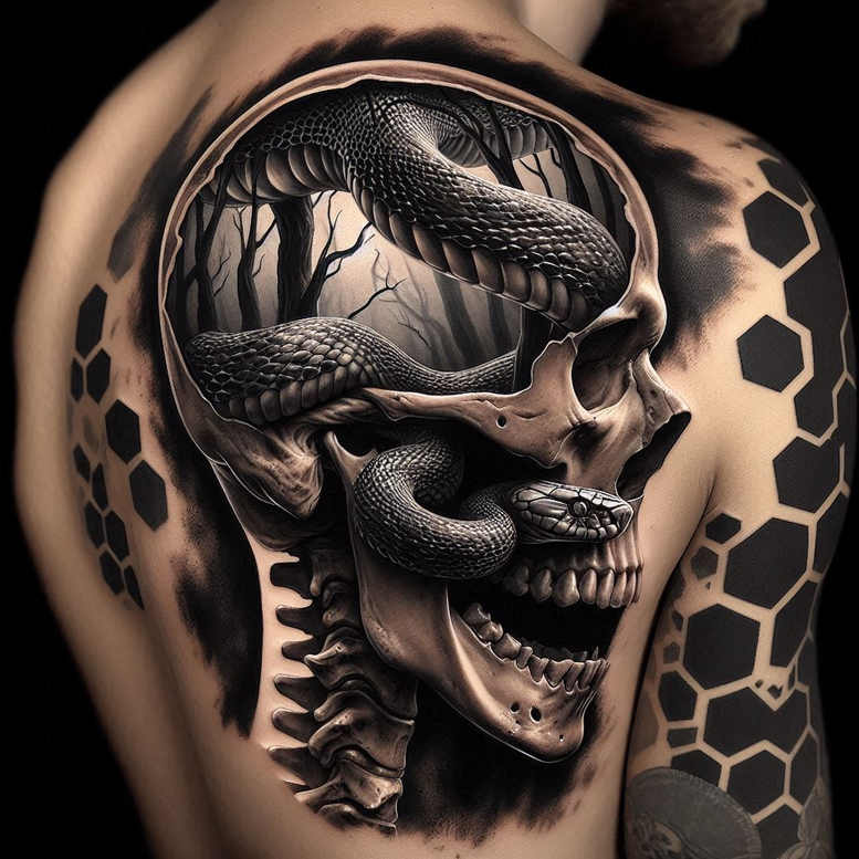 detailed-skull-tattoo – tattoo design ideas free ai generated – haunted – for-spine – Gallery: skulls-inkby-ai