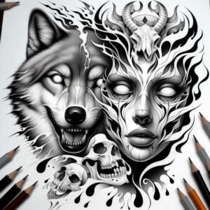 detailed-skull-tattoo – tattoo design ideas free ai generated – haunting – for-forearm – Gallery: skulls-inkby-ai