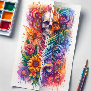 detailed-skull-tattoo – tattoo design ideas free ai generated – macabre – for-back-of-neck – Gallery: skulls-inkby-ai