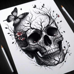 energy-skull-tattoo – tattoo design ideas free ai generated – silence – for-nape – Gallery: skulls-inkby-ai