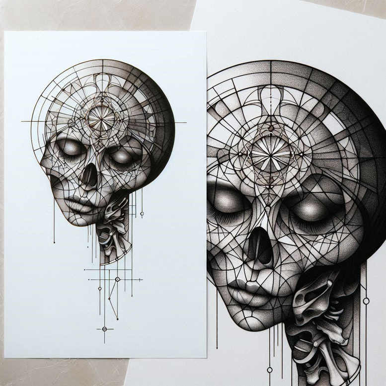 expression-skull-tattoo – tattoo design ideas free ai generated – sacrifice – for-upper-chest – Gallery: skulls-inkby-ai