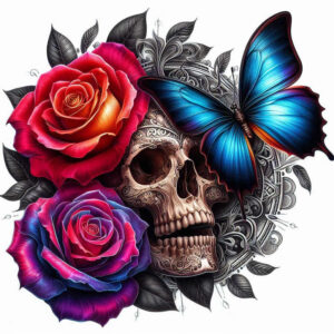 expression-skull-tattoo – tattoo design ideas free ai generated – spectral – for-hip – Gallery: skulls-inkby-ai