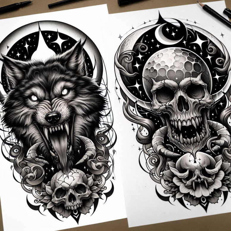 for-women – tattoo design ideas free ai generated – horror – for-wrist – Gallery: skulls-inkby-ai