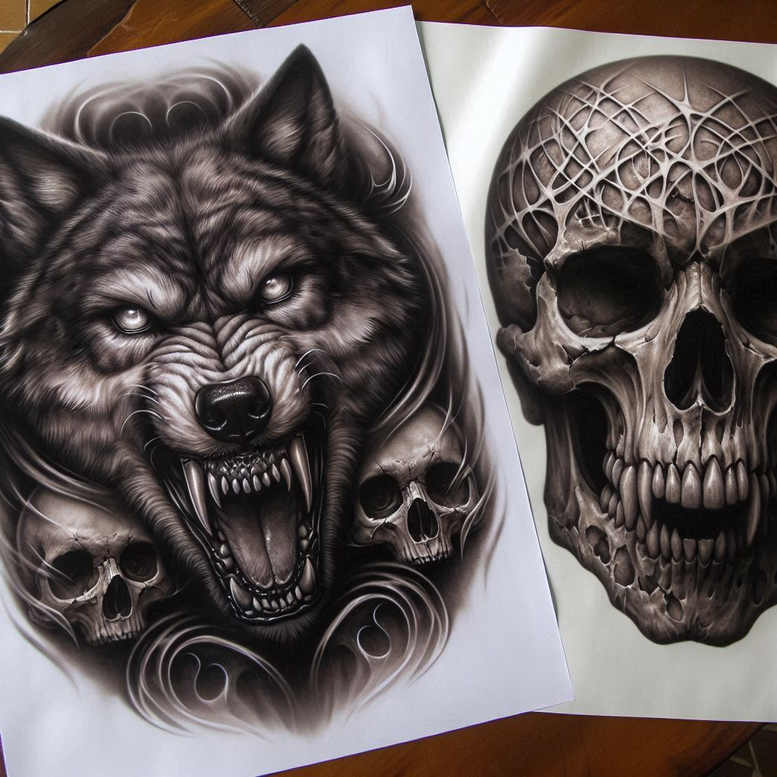 geometric-skull-tattoo – tattoo design ideas free ai generated – grim – for-lower-arm – Gallery: skulls-inkby-ai