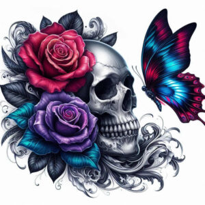 geometric-skull-tattoo – tattoo design ideas free ai generated – shadows – for-wrist – Gallery: skulls-inkby-ai