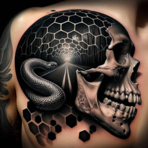 geometric-skull-tattoo – tattoo design ideas free ai generated – weird – for-ankle – Gallery: skulls-inkby-ai