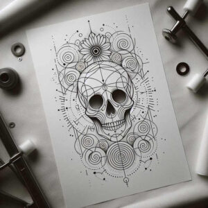 light-effect-skull-tattoo – tattoo design ideas free ai generated – mystic – for-upper-thigh – Gallery: skulls-inkby-ai