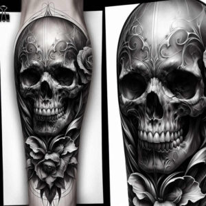 light-effect-skull-tattoo – tattoo design ideas free ai generated – occult – for-collarbone – Gallery: skulls-inkby-ai