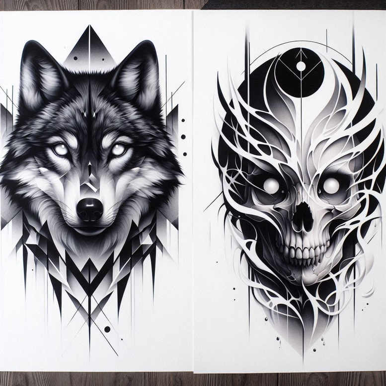 magic-motif-skull-tattoo – tattoo design ideas free ai generated – blood-red – for-upper-shoulder – Gallery: skulls-inkby-ai
