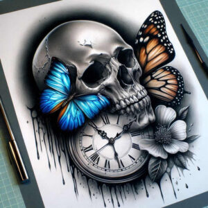 mystical-symbol-skull-tattoo – tattoo design ideas free ai generated – chilling – for-forearm – Gallery: skulls-inkby-ai