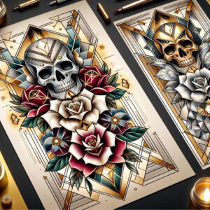 mystical-symbol-skull-tattoo – tattoo design ideas free ai generated – foreboding – for-behind-ear – Gallery: skulls-inkby-ai