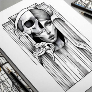mystical-symbol-skull-tattoo – tattoo design ideas free ai generated – unnatural – for-sternum – Gallery: skulls-inkby-ai