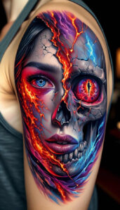 nature-motif-skull-tattoo – tattoo design ideas free ai generated – faded – for-knee – Gallery: skulls-inkby-ai