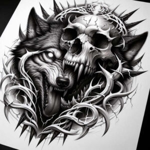 nature-motif-skull-tattoo – tattoo design ideas free ai generated – weird – for-abdomen – Gallery: skulls-inkby-ai
