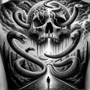 ornament-skull-tattoo – tattoo design ideas free ai generated – mirror-image – for-temple – Gallery: skulls-inkby-ai