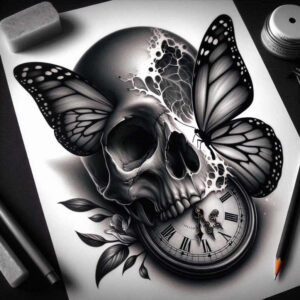 ornamental-detail-skull-tattoo – tattoo design ideas free ai generated – cobweb – for-triceps – Gallery: skulls-inkby-ai