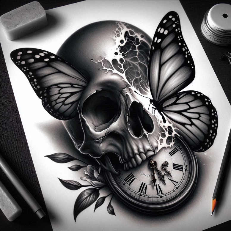 ornamental-detail-skull-tattoo – tattoo design ideas free ai generated – cobweb – for-triceps – Gallery: skulls-inkby-ai