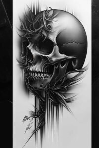 ornamental-skull-tattoo – tattoo design ideas free ai generated – macabre – for-upper-arm – Gallery: skulls-inkby-ai