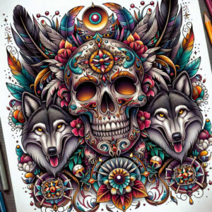 protection-symbol-skull-tattoo – tattoo design ideas free ai generated – bleak – for-biceps – Gallery: skulls-inkby-ai