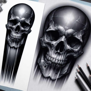 realistic-skull-tattoo – tattoo design ideas free ai generated – odd – for-temple – Gallery: skulls-inkby-ai