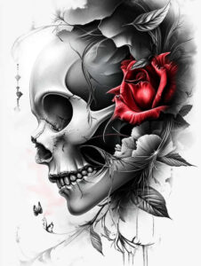 shaded-skull-tattoo – tattoo design ideas free ai generated – supernatural – for-nape – Gallery: skulls-inkby-ai