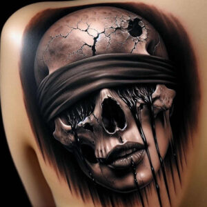shaded-skull-tattoo – tattoo design ideas free ai generated – unsettling – for-abdomen – Gallery: skulls-inkby-ai