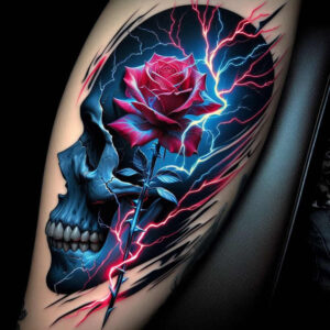 shaded-skull-tattoo – tattoo design ideas free ai generated – void – for-thigh – Gallery: skulls-inkby-ai