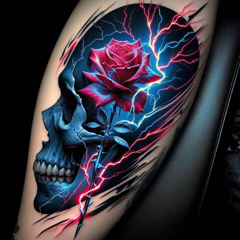 shaded-skull-tattoo – tattoo design ideas free ai generated – void – for-thigh – Gallery: skulls-inkby-ai