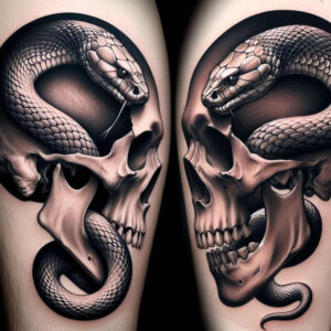 shadow-and-light-skull-tattoo – tattoo design ideas free ai generated – macabre – for-hip – Gallery: skulls-inkby-ai