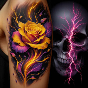 shadow-skull-tattoo – tattoo design ideas free ai generated – horror – for-outer-arm – Gallery: skulls-inkby-ai