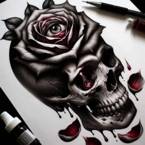 shadow-skull-tattoo – tattoo design ideas free ai generated – nightmare – for-abdomen – Gallery: skulls-inkby-ai